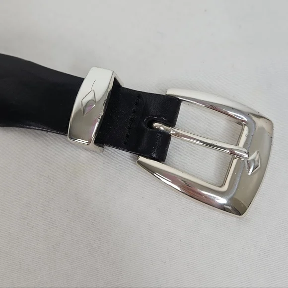 Brighton Black Leather Western Belt Silver Stud Buckle Size 34 USA Made - Picture 2 of 12